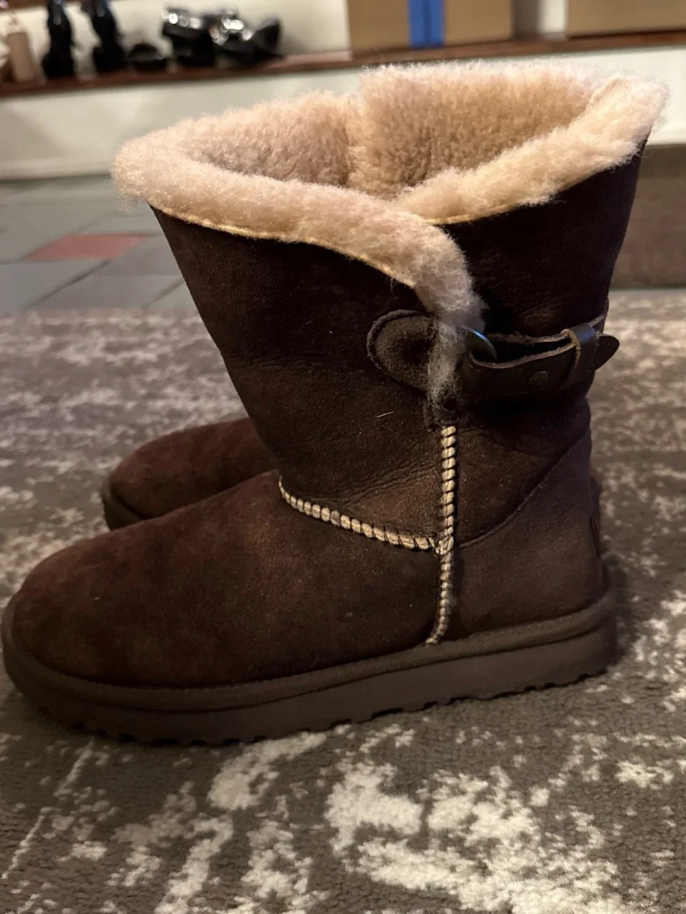 UGG Women's Suede Shearling Buckle Nash Boots